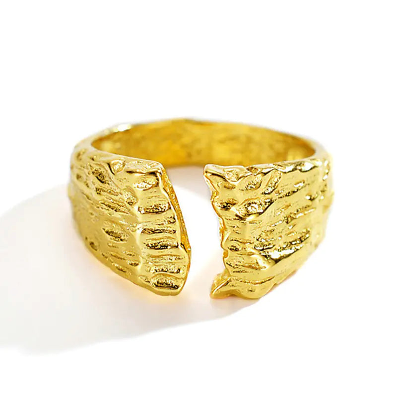 French Textured Ring Set with Korean Style Open Ring