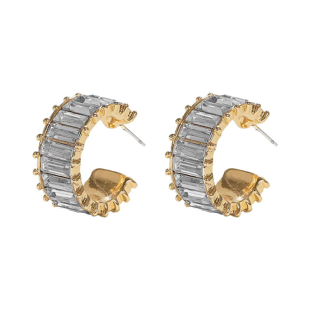 Retro Rose Gold Crystal Zircon Stud Earrings – Elegant Vintage-Style Jewelry for Women