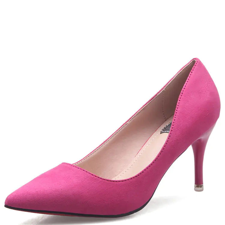 Stylish Low-Cut Suede Women's High Heels, Pointed Toe