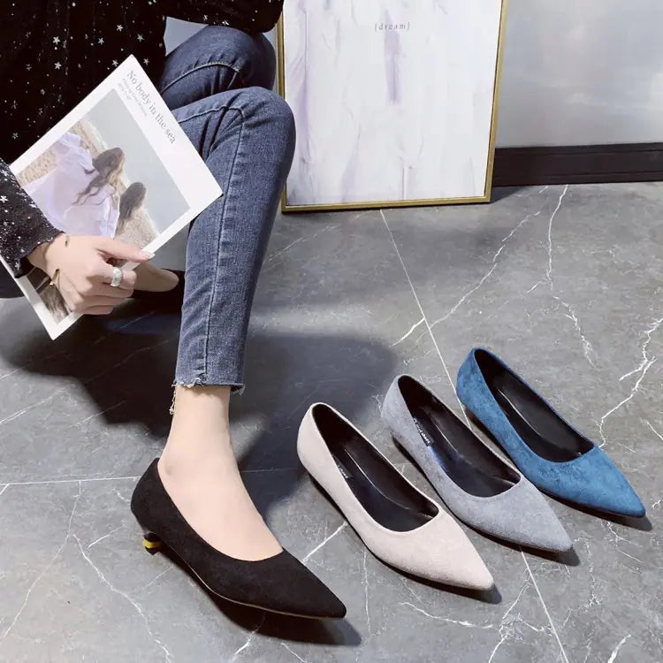 Comfortable Suede Pointed Toe High Heels for Work