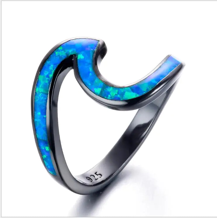 Black Gold Opal Ring with Diamond Accent (Stylish Design)