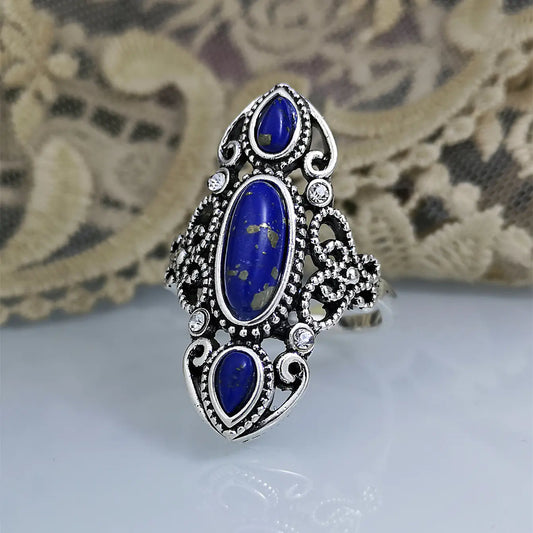 Vintage Turquoise Ring with Creative Openwork Design