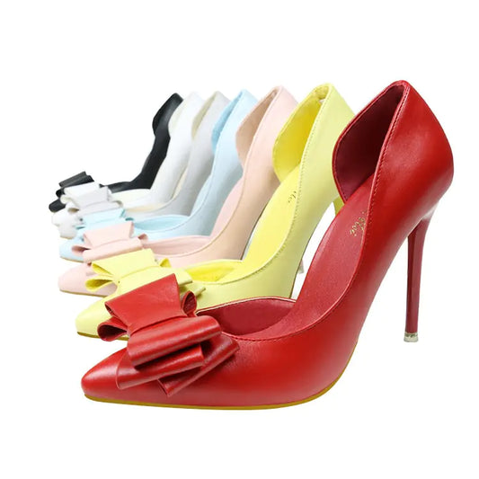 Women's Bow High Heels with Pointed Toe
