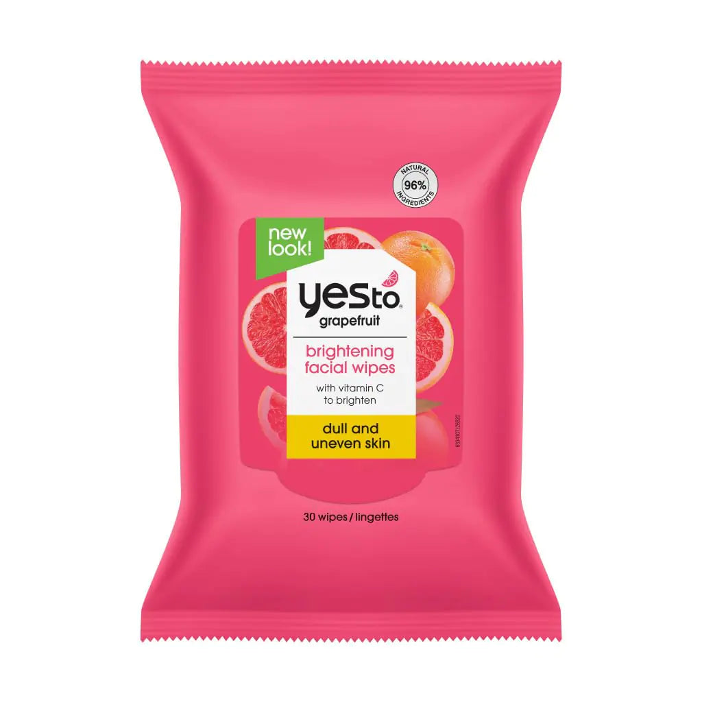 Yes To Grapefruit Brightening Facial Wipes 30 Count Cleanse & Brighten Skin