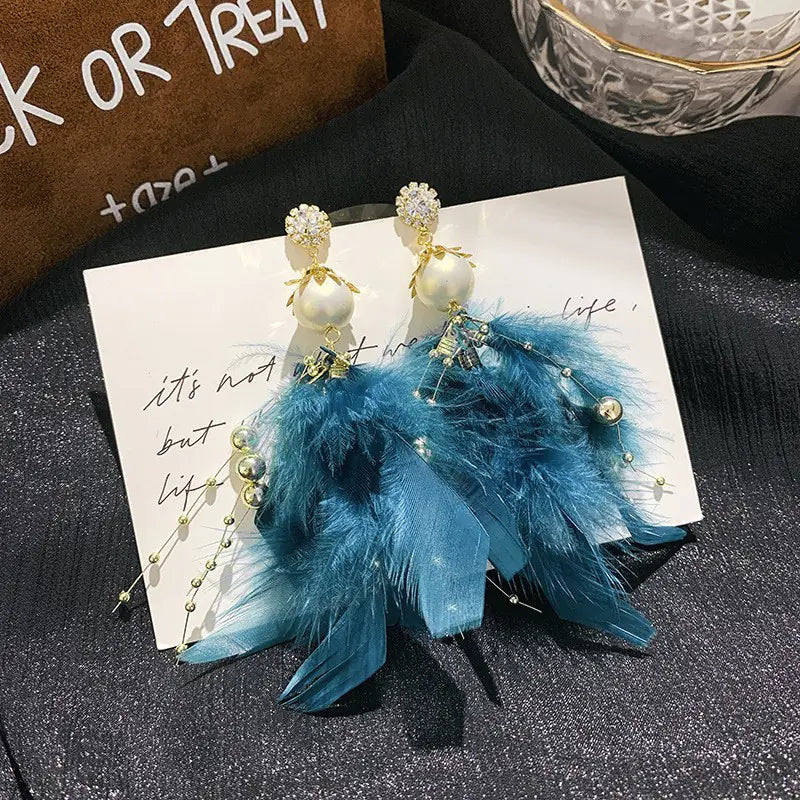 Asymmetrical Silver Needle Feather Butterfly Earrings