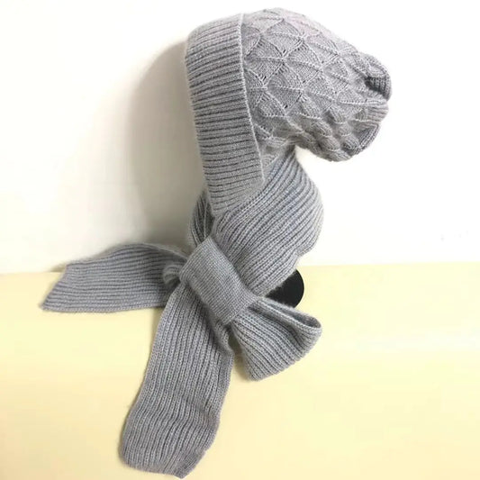 Women's Warm Thickened Woolen One-Piece Hat with Scarf