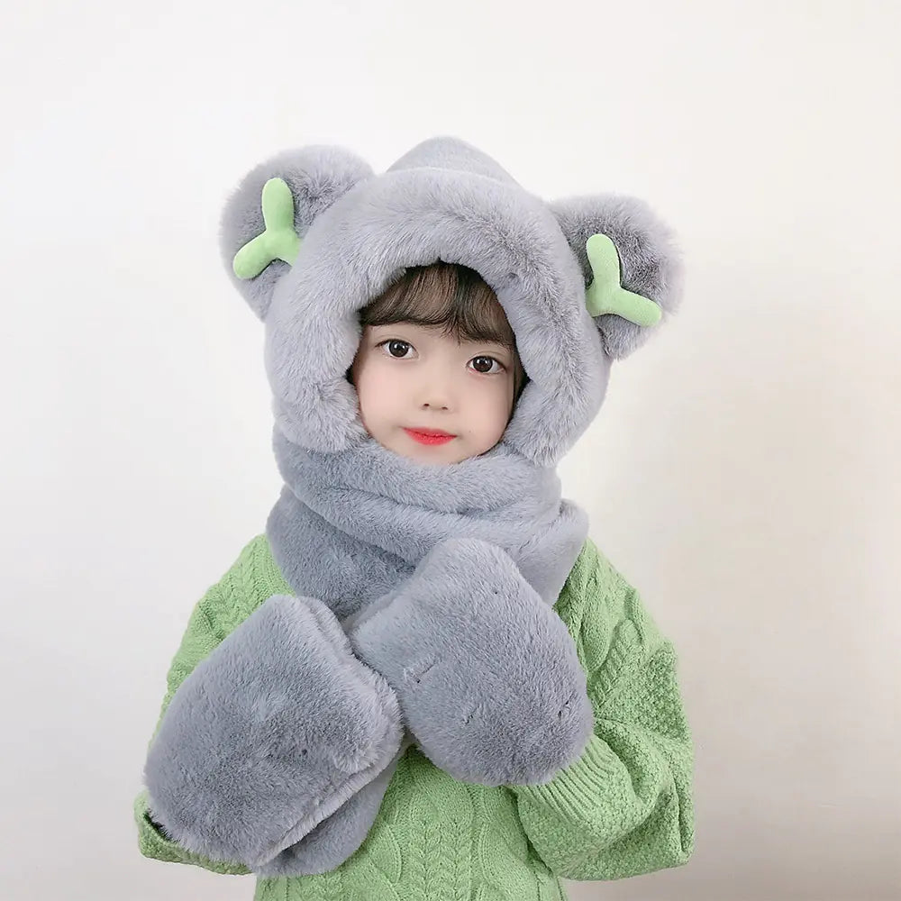 Children's One-Piece Hat with Scarf and Gloves Set