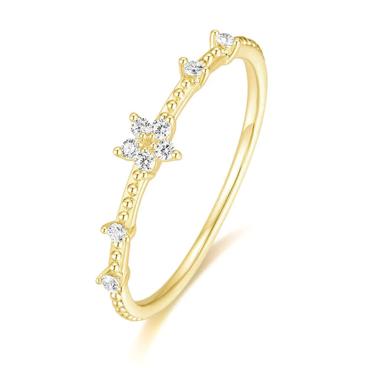 TIGRADE 1.2mm 14k Gold Plated Stacking Ring Fashion CZ Star Ring Dainty Thin Ring Eternity Statement Ring for Women Size 4-11 Gold Size 9.5