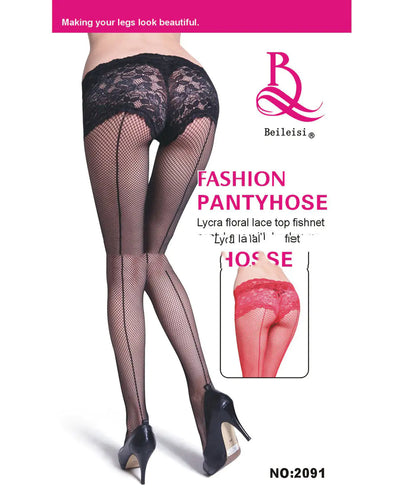 BEILEISI 2091 Sexy Lace Pantyhose with Back Stripes