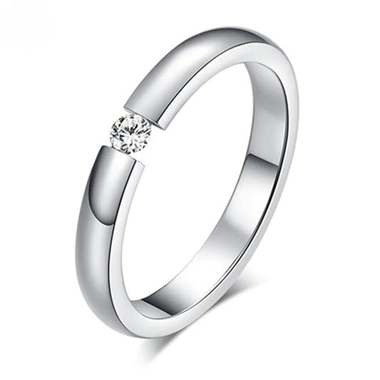 Titanium Steel Zircon Ring, Couple Joint Ring