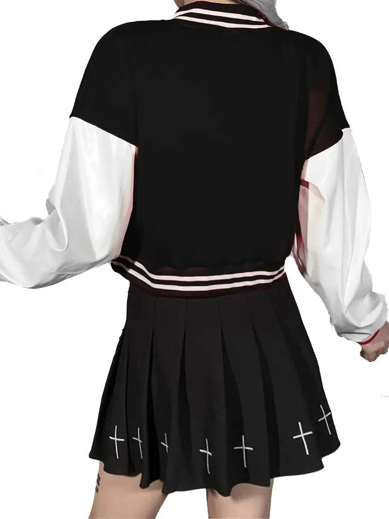 Cropped Vintage Women's Varsity Baseball Bomber Jacket