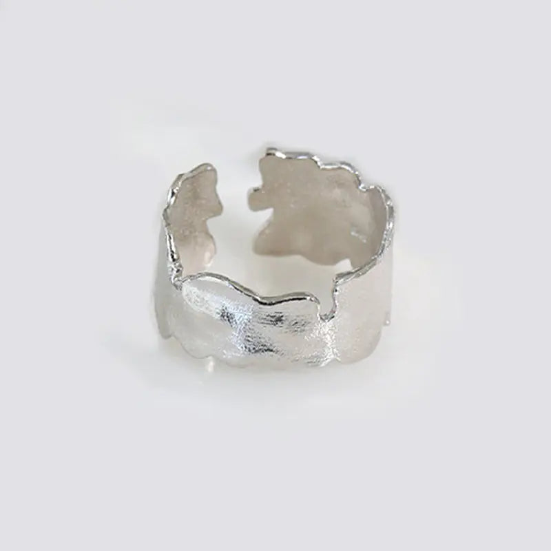 French Textured Ring Set with Korean Style Open Ring