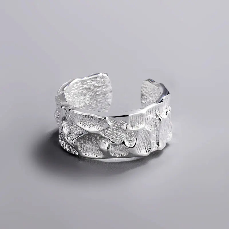 French Textured Ring Set with Korean Style Open Ring
