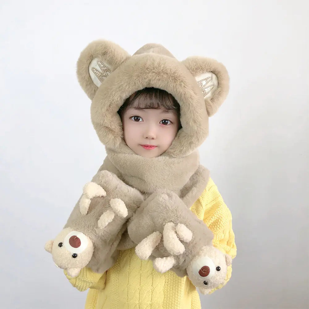 Children's One-Piece Hat with Scarf and Gloves Set