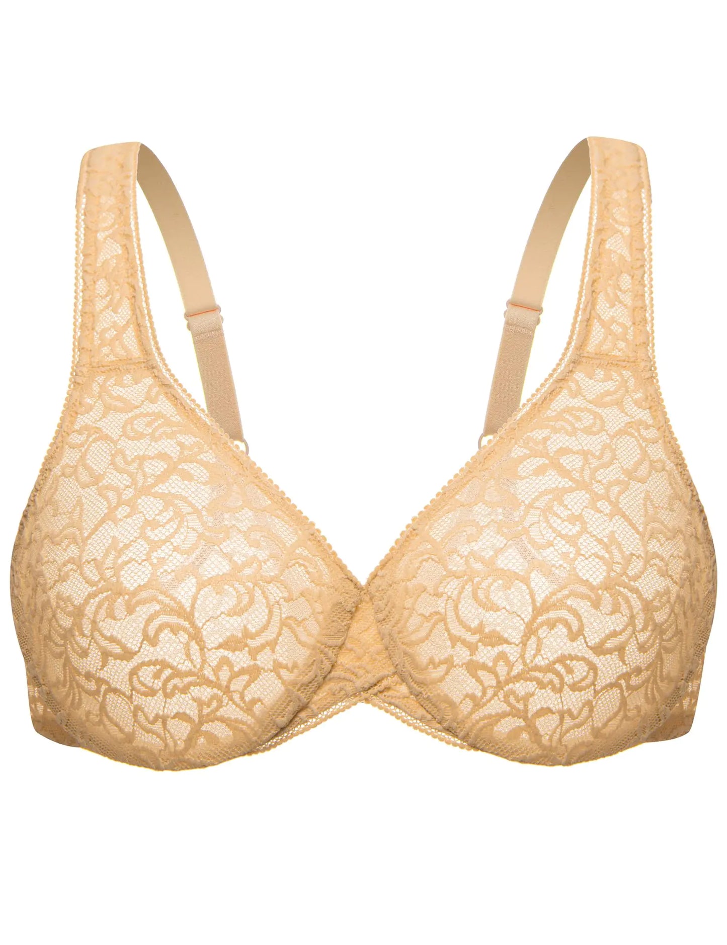 Wingslove Womens Sexy Lace Bra Sheer Bralette See Through Bras Underwire Added Support (Nude40B)