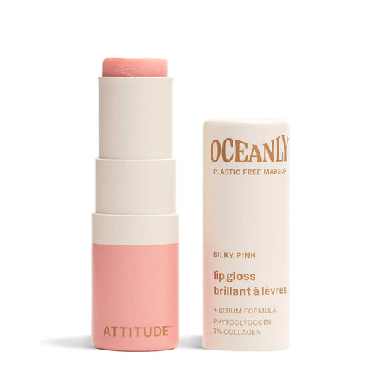 ATTITUDE Oceanly Sheer Lip Gloss Stick EWG Verified Titanium Dioxide-Free Vegan Makeup & Beauty Cruelty-Free Plastic-Free Silky Pink 0.12 Ounces