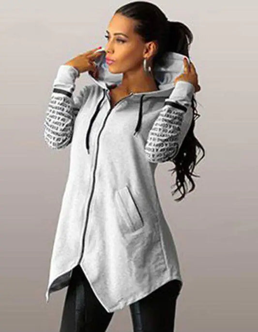 Graffiti Letter Hoodie Zipper Jacket for Women