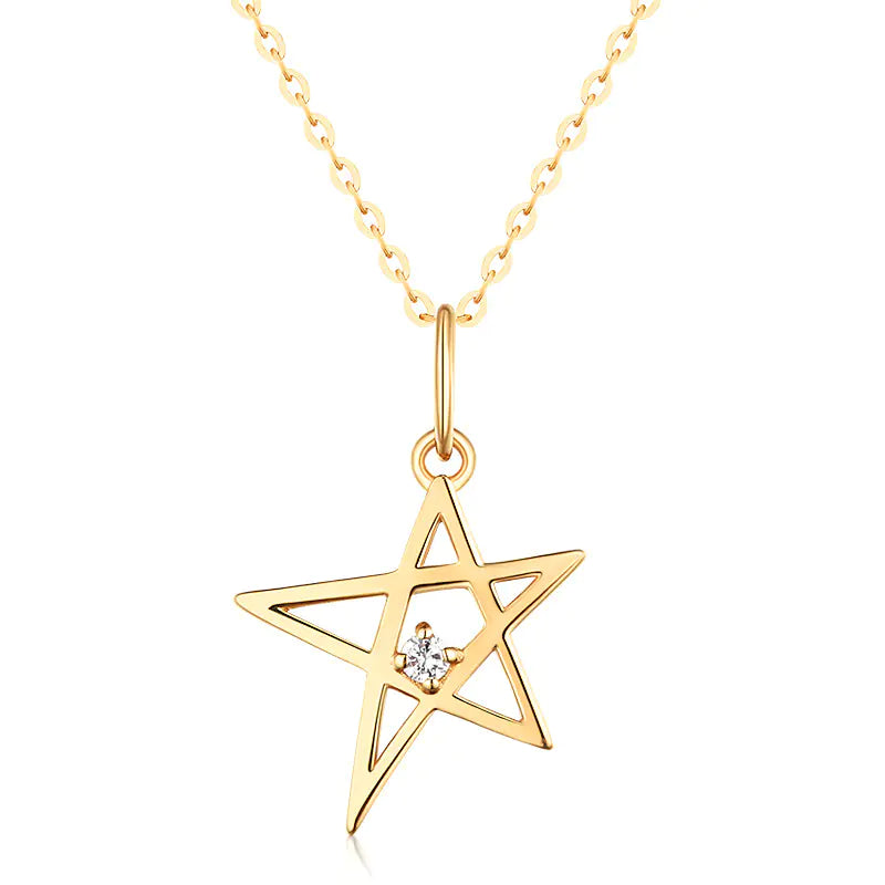 14k Gold Star Pendant Necklace for Women
