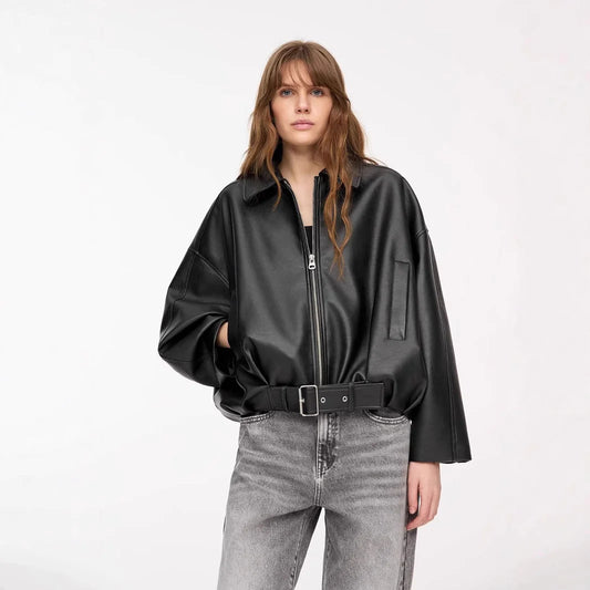 Women’s Retro Bomber Jacket – Solid Color Casual Lightweight Coat