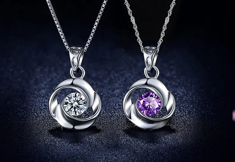 Rose Necklace for Women with Zircon Pendant