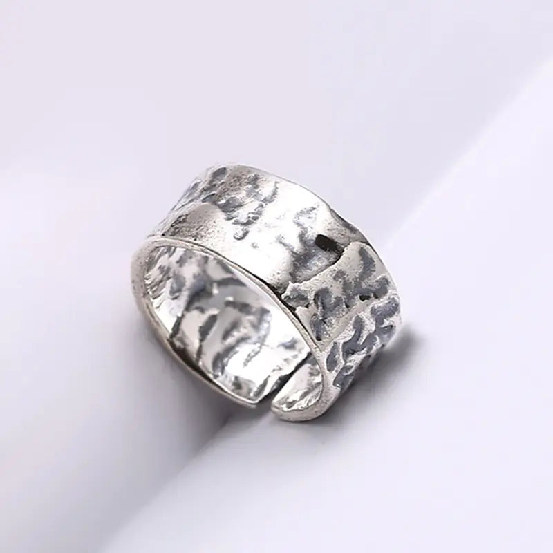 French Textured Ring Set with Korean Style Open Ring
