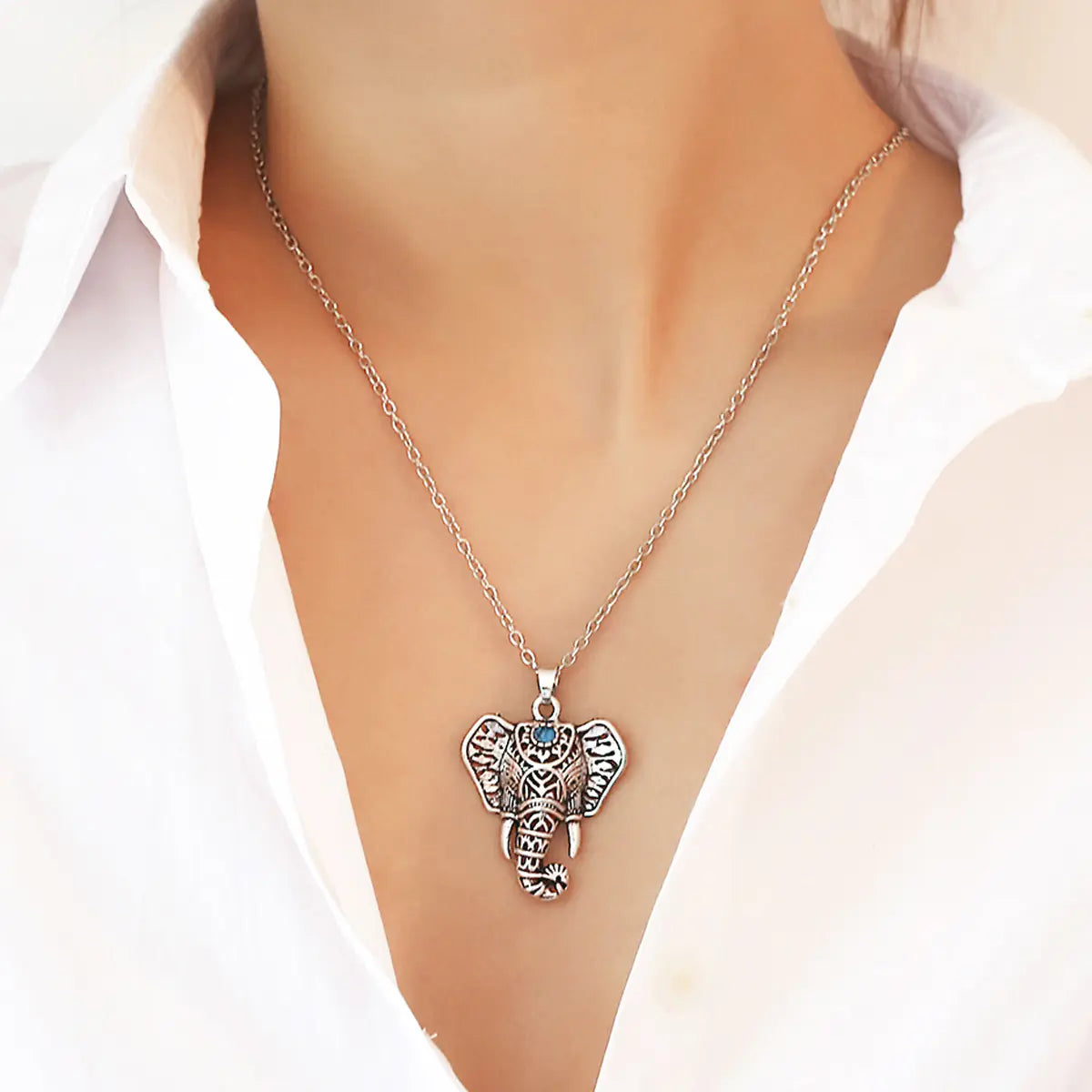 Vintage Ethnic Style Elephant Necklace for Women