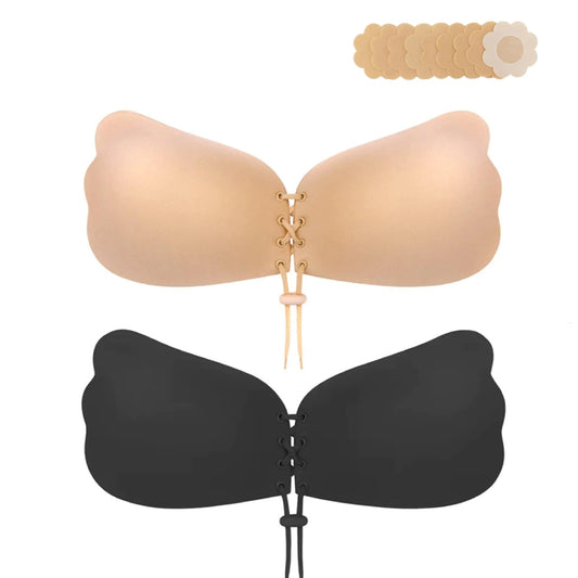 Super Sticky Strapless Bra Adhesive Push Up Bras Invisible Reusable Lift Up Bra 2 Pairs