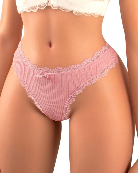 Banamic Seamless Lace Thong for Women No Show Thong Underwear Thong (XL-4XL) Pink