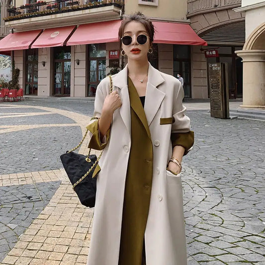 Loose Fit Mid-Length Windbreaker Jacket for Women
