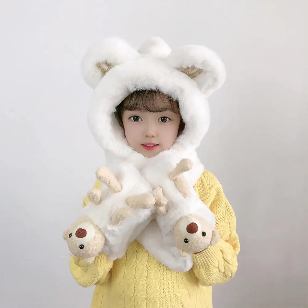 Children's One-Piece Hat with Scarf and Gloves Set