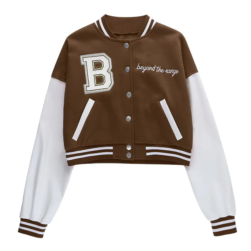 Cropped Vintage Women's Varsity Baseball Bomber Jacket