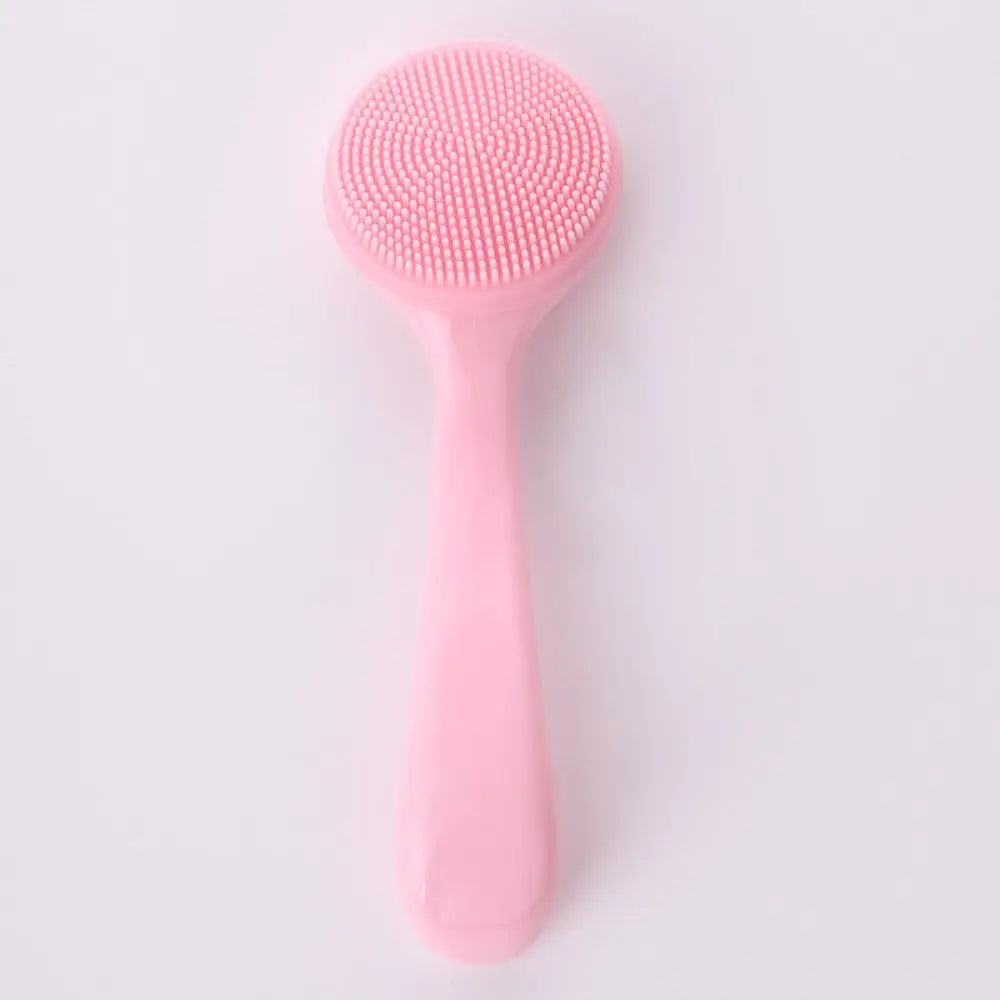 Silicone Facial Cleansing Brush – Long Handle Exfoliator & Makeup Remover