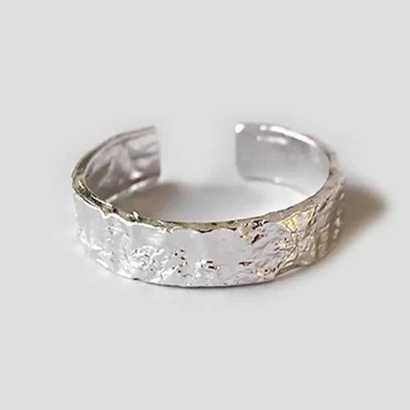 French Textured Ring Set with Korean Style Open Ring