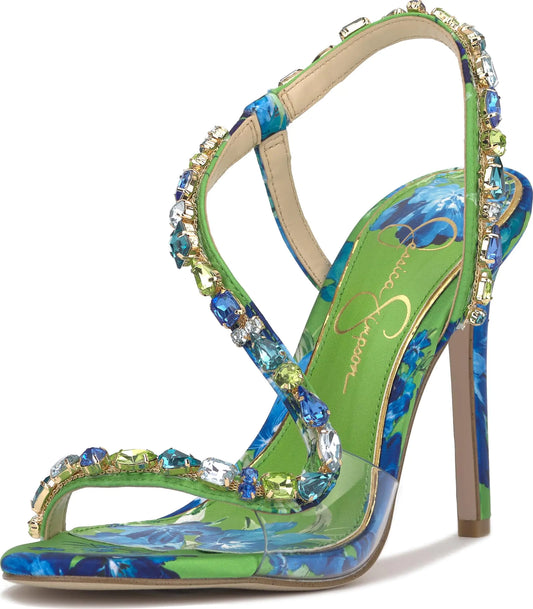 Jessica Simpson Womens Jaycin Heeled Sandal Blue Green Combo 9