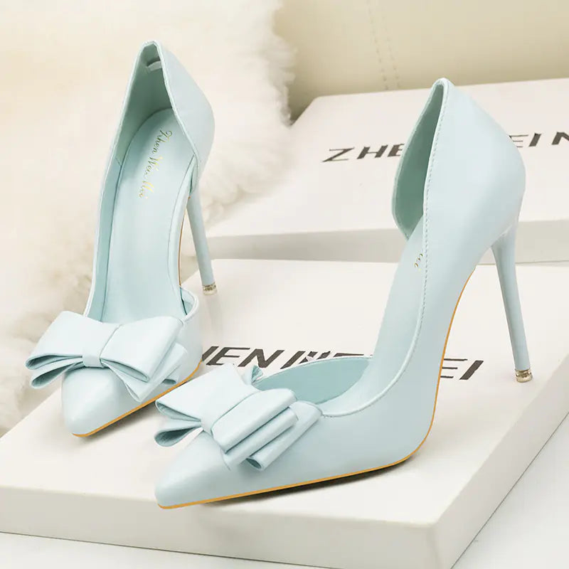 Women's Bow High Heels with Pointed Toe