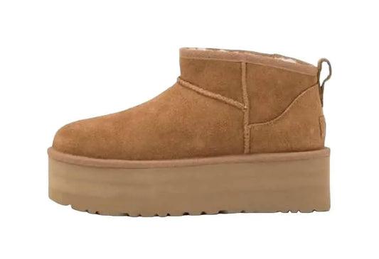 Shoes8teen Platform Mini Boot For Women Short Ankle Boot Fur Fleece Lined Sneakers ROZY Chestnut 7.5