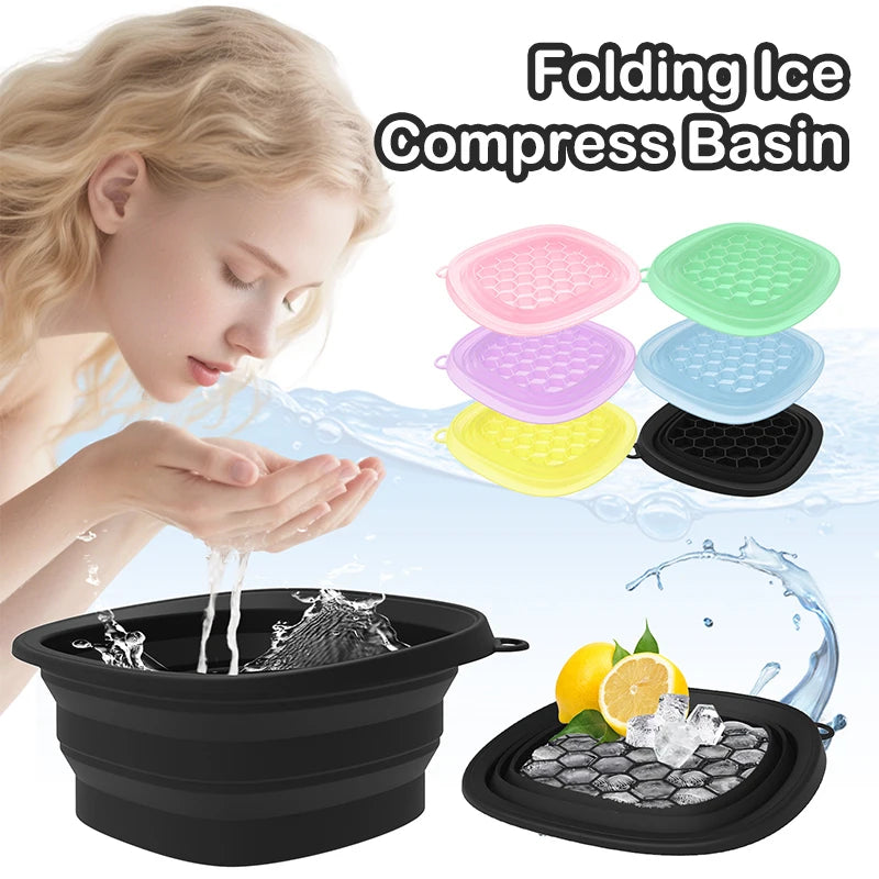 Square Foldable Silicone Face Ice Bath Bowl – Portable Skincare Dipping Tool