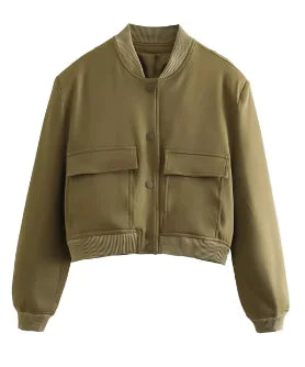 Loose Casual Bomber Jacket for Women – Lightweight Streetwear Coat