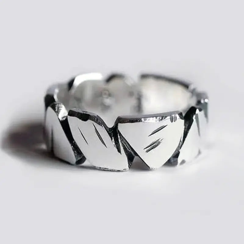 French Textured Ring Set with Korean Style Open Ring