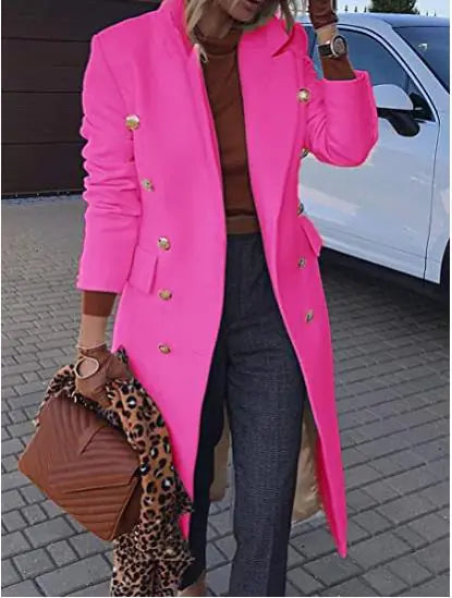 Women's Long Wool Coat with Buttons | Elegant and Warm Wool Outerwear for Women