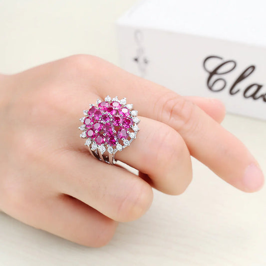 Red Garnet Zircon Ring, Gemstone Ring