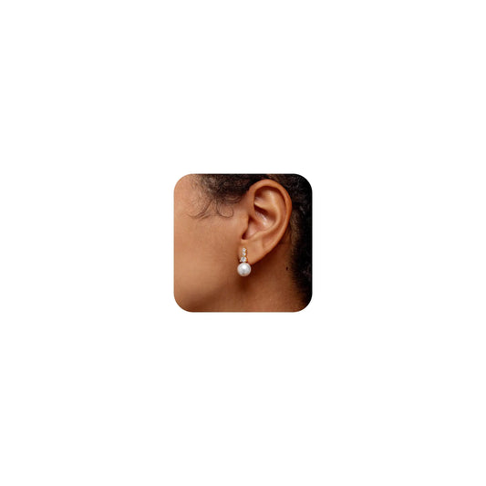 Pearl Earrings for Women Trendy14k Gold Plated CZ Earrings Dainty Gold Pearl Drop Earrings Wedding Earrings for Brides Cute Pearl Stud Earrings Simple Gold Jewelry for Women Fashion Bride Gifts