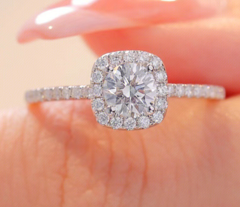 "Full Rhinestone Ring, Elegant Wedding Band, Zircon Ring"