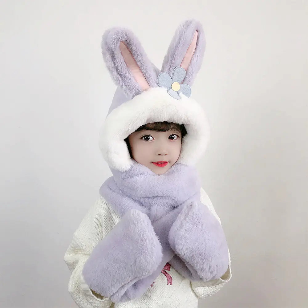Children's One-Piece Hat with Scarf and Gloves Set