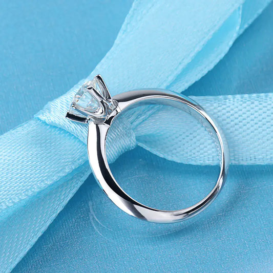 Diamond Engagement Ring, Six-Claw Silver Ring