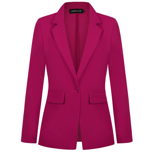 MINTLIMIT Hot Pink Blazer Jacket for Women Long Sleeve Notched Lapel Solid Stretchy Suit Jacket Tailored Outfit2XL