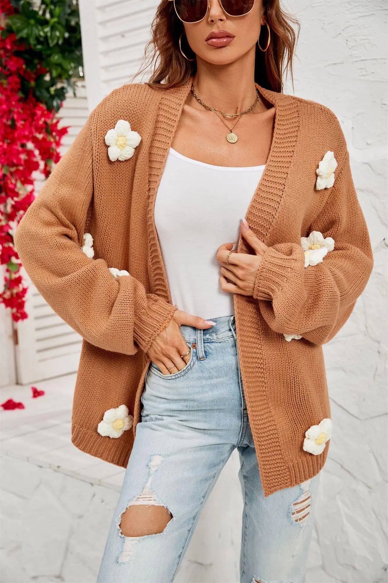 2022 Winter Plus Size Floral Cardigan for Women
