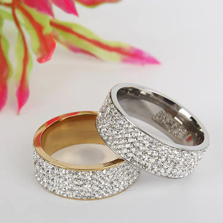 Stainless Steel Ring with Full Diamonds, Fashion Ring