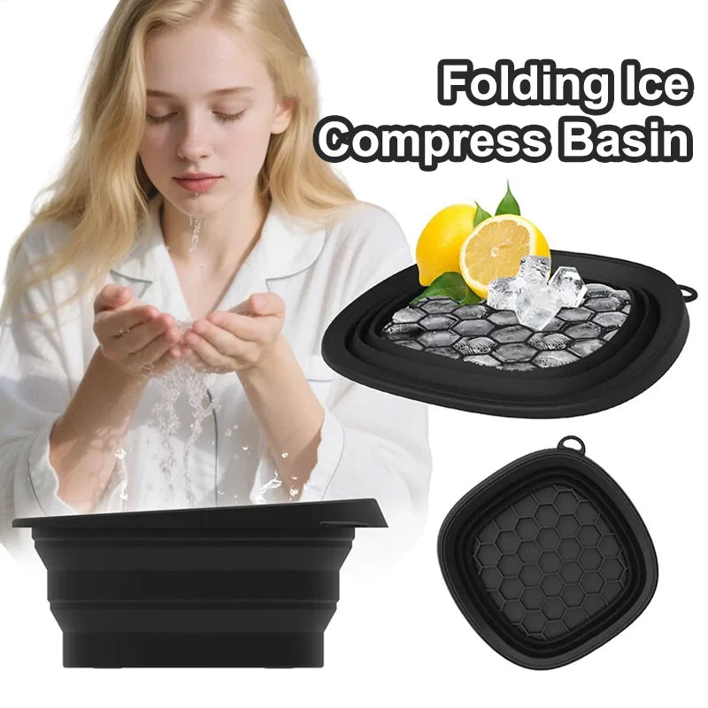Square Foldable Silicone Face Ice Bath Bowl – Portable Skincare Dipping Tool