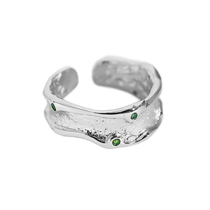 French Textured Ring Set with Korean Style Open Ring